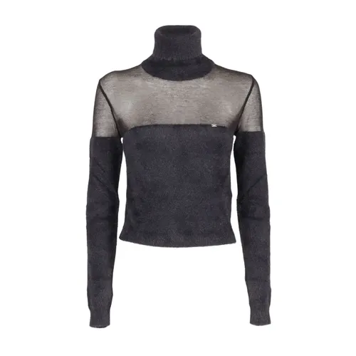 Turtleneck Top with Jewel Logo - Elisabetta Franchi - Modalova