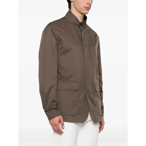 Polyester Field Jacket with Button Closure - Zegna - Modalova
