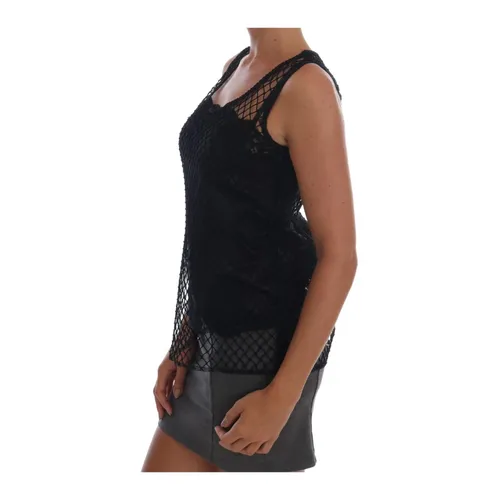 Black Floral Lace Mesh Tank Top - Dolce & Gabbana - Modalova