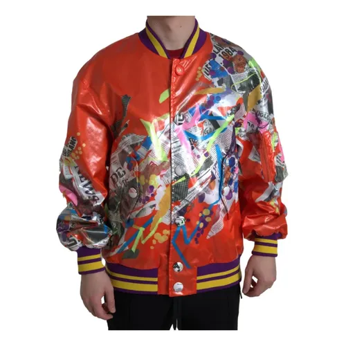 Orange Button Polyester Bomber Jacket - Dolce & Gabbana - Modalova
