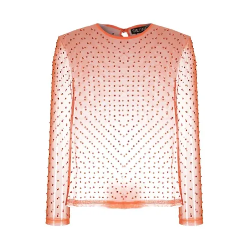 Crystal-Embellished Sheer Blouse - Siedrés - Modalova