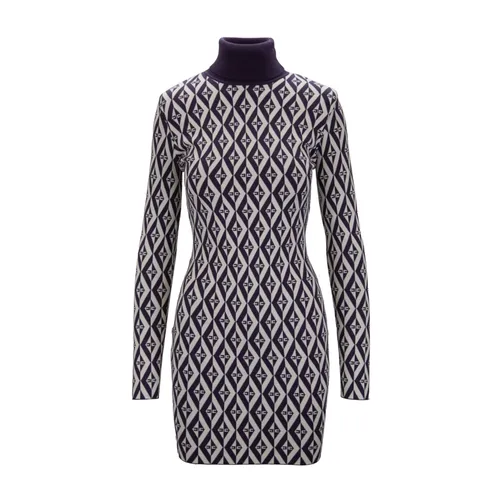 High Neck Long Sleeve Knit Dress - Elisabetta Franchi - Modalova