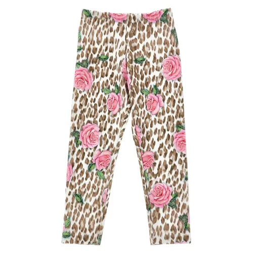 Leopard Rose Print Leggings Multicolour - Monnalisa - Modalova