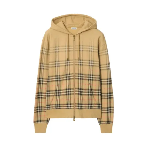 Check Hood Cotton Zip Hoodie - Burberry - Modalova