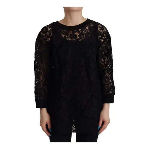 Black Floral Lace Sicily Blouse - Dolce & Gabbana - Modalova