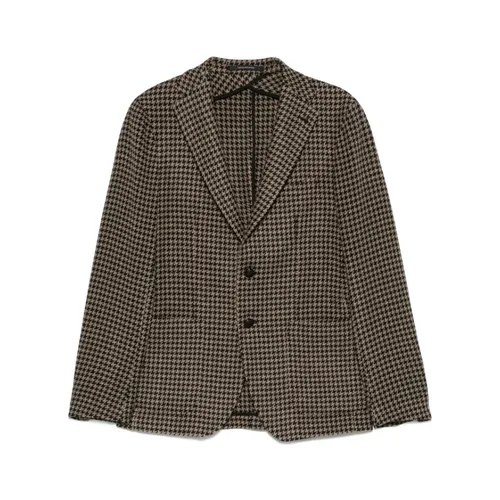 Houndstooth Virgin Wool Blend Jacket - Tagliatore - Modalova