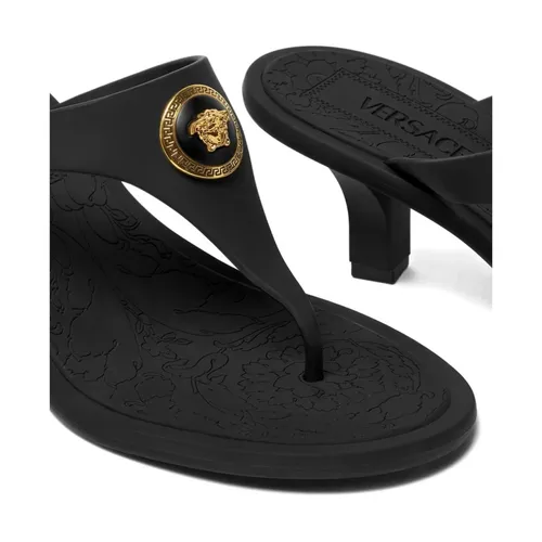 Black Kitten Heel Sandals - Versace - Modalova