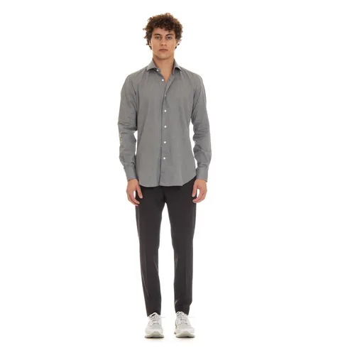 Grey Fishbone Shirt - Barba - Modalova