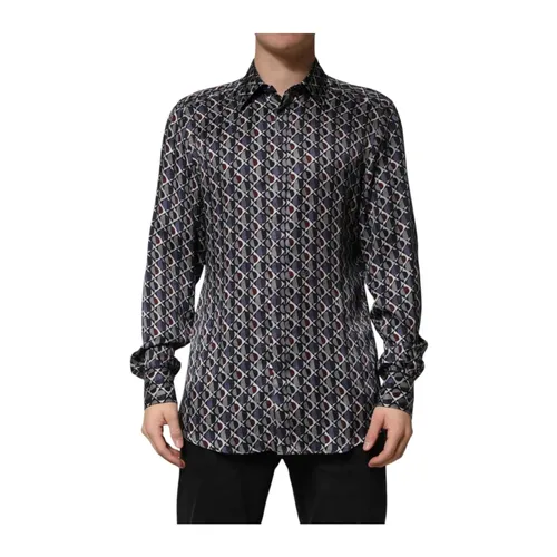 Patterned Collared Dress Shirt - Dolce & Gabbana - Modalova