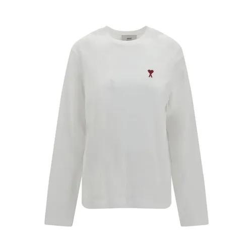 Logo Top with Ribbed Crew Neck - Ami Paris - Modalova