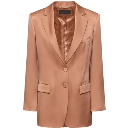 Satin Beige Jacket with Logo Lining - Alberta Ferretti - Modalova