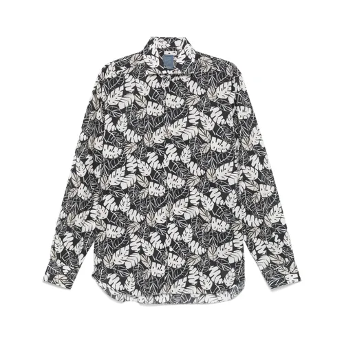 Black Button-Up Shirt with Spread Collar - Barba - Modalova