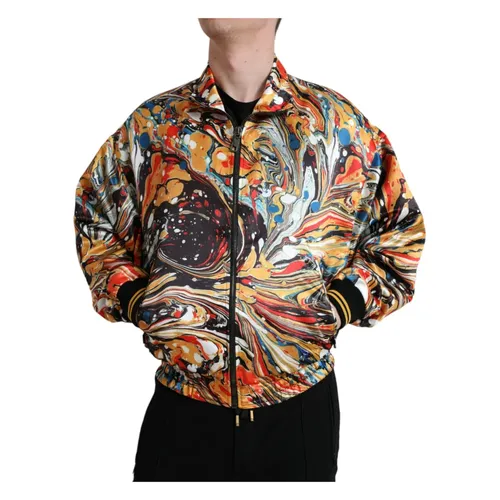 Multicolor Abstract Polyester Bomber Jacket - Dolce & Gabbana - Modalova