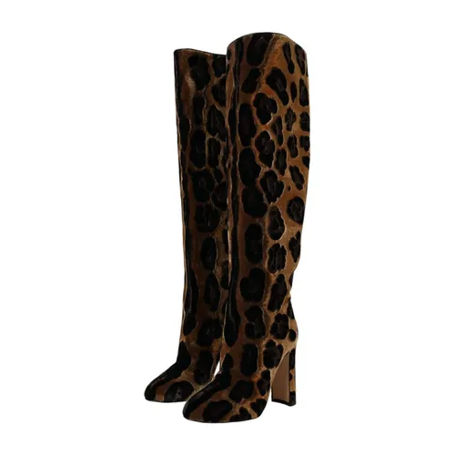 Leopard Print KneeHigh Boots - Dolce & Gabbana - Modalova