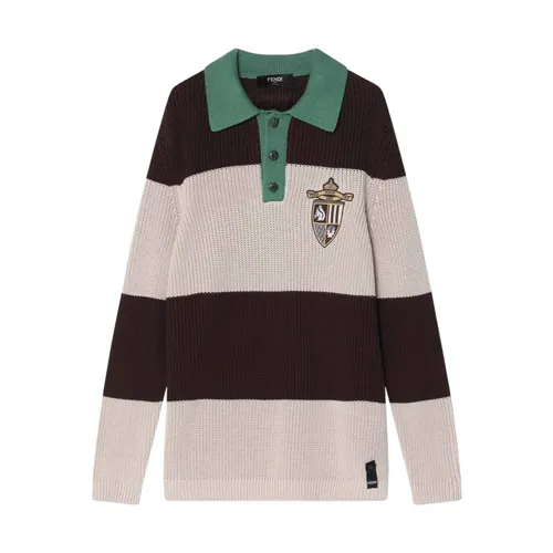 Knitted Cotton Polo - Fendi - Modalova