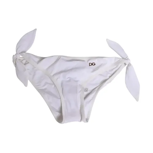 White Side Tie Logo Bikini Bottom - Dolce & Gabbana - Modalova