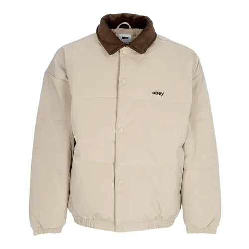 Velvet Collar Feather Gray Jacket - Obey - Modalova