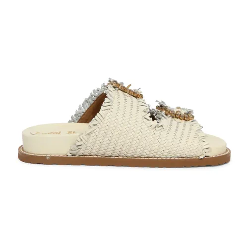 Sandalias de Cuero con Hebilla de Joya - Coral Blue - Modalova