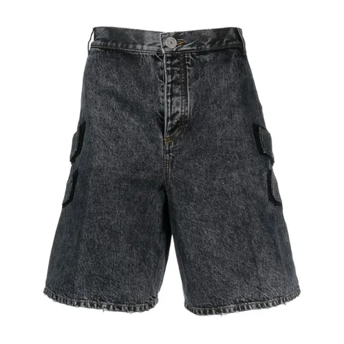 Side strap denim bermuda - Balmain - Modalova