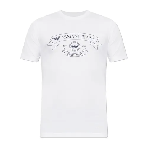 Camiseta de punto con estampado - Emporio Armani - Modalova