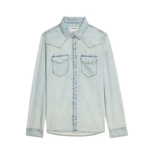Stud Embellished Blue Cotton Shirt - Zadig & Voltaire - Modalova