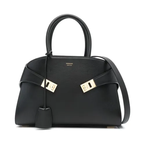 Black Grained Leather Tote Bag - Ferragamo - Modalova