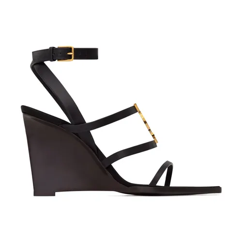 Cassandra wedges in smooth leather - Saint Laurent - Modalova