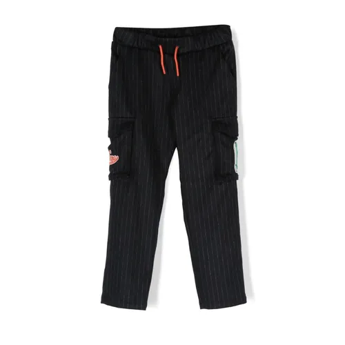 Navy Blue Striped Wool Blend Trousers - Kenzo - Modalova