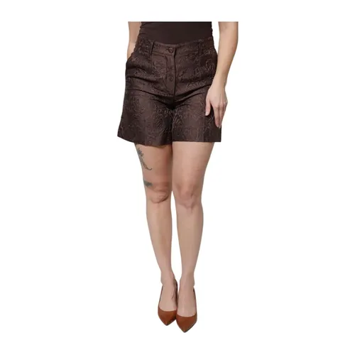 Brown Floral Brocade Mini Shorts - Dolce & Gabbana - Modalova