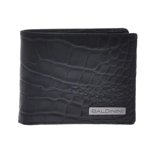 Wallet in black leather with crocodile print - Baldinini - Modalova