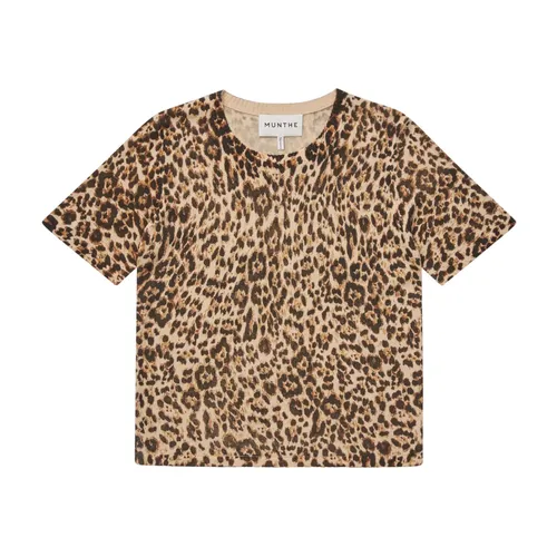 Leopard Print Short Sleeve Knit - Munthe - Modalova