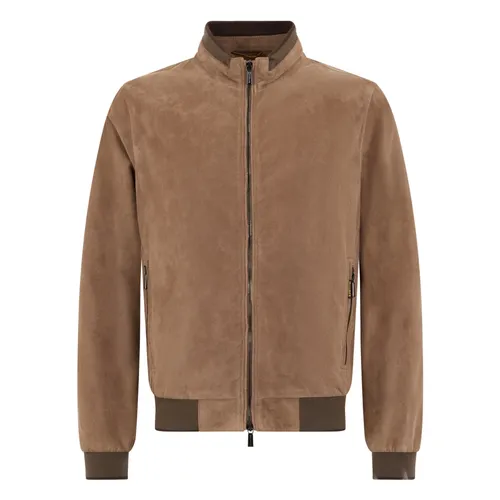 Leather Bomber Jacket - Moorer - Modalova