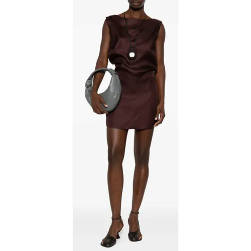 Red Silk Mini Dress Sleeveless - Khaite - Modalova