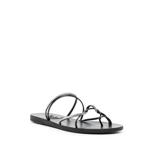 Casual Black Leather Sandals - Ancient Greek Sandals - Modalova
