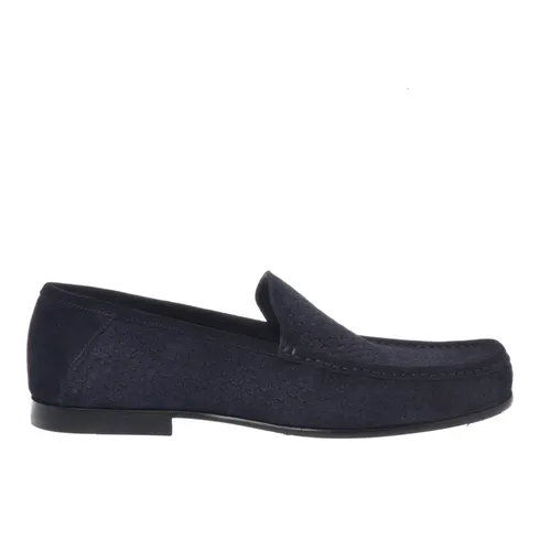 Blue suede woven print loafer - Baldinini - Modalova