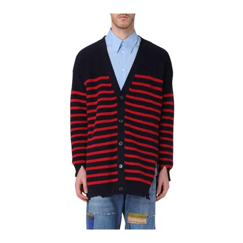 Striped Knit Cardigan Distressed Detail - Marni - Modalova