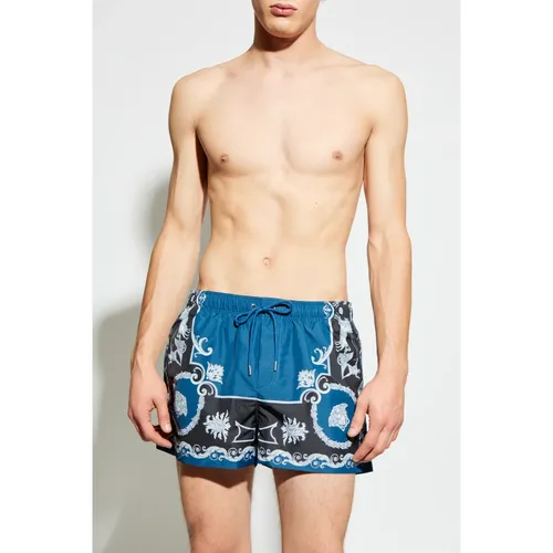 Swim Shorts With Print - Versace - Modalova