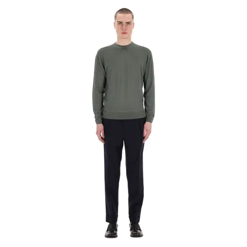 Green Wool Crew Neck Sweater - Drumohr - Modalova