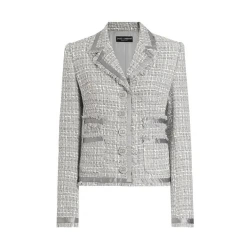 Zen Grey Frayed Jacket with Pockets - Dolce & Gabbana - Modalova