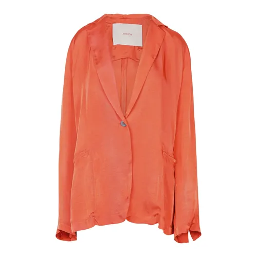 Satin Blazer with Regular Lapel - Jucca - Modalova