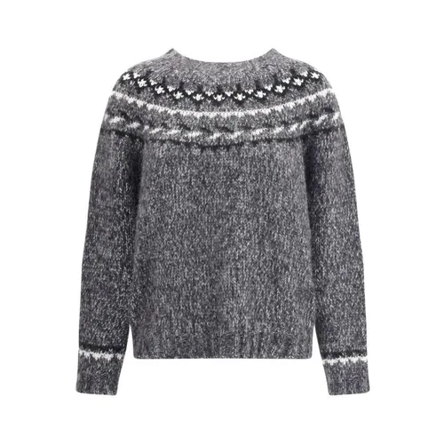 Geometric Alpaca Sweater with Ribbed Hem - P.a.r.o.s.h. - Modalova
