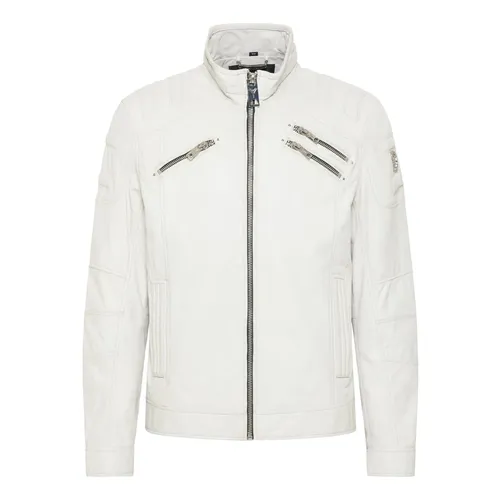 Joker Biker Style Leather Jacket - Carlo Colucci - Modalova