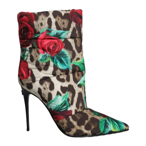 Leopard Rose Mid Calf Boots - Dolce & Gabbana - Modalova