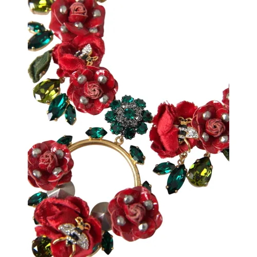 Crystal Statement Necklace Gold Multicolor - Dolce & Gabbana - Modalova