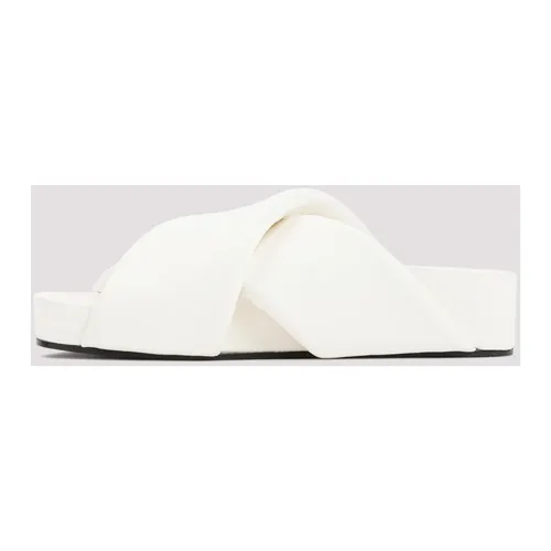 White Leather Padded Slides Sandals - Jil Sander - Modalova