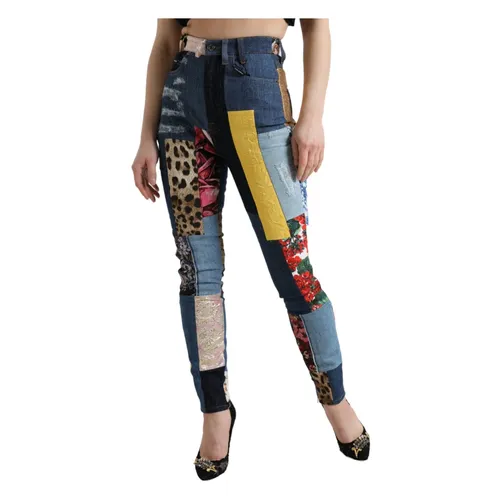 Multicolor Patchwork Grace Skinny Denim Jeans - Dolce & Gabbana - Modalova