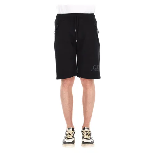 Black Bermuda Jogger Shorts with Zip - C.p. Company - Modalova