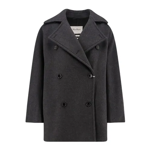 Grey Wool Cashmere Double-Breasted Coat - Max Mara - Modalova