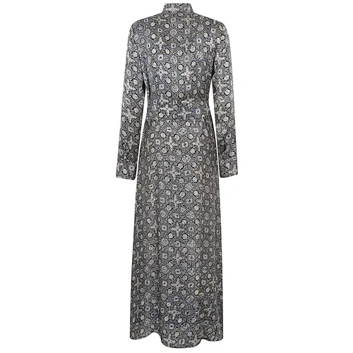 Blue Button-Up Dress with Belt - Obidi - Modalova
