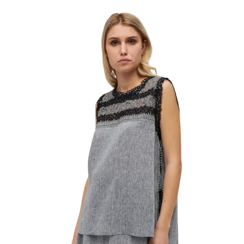 Lace Trim Linen Top - Ermanno Scervino - Modalova
